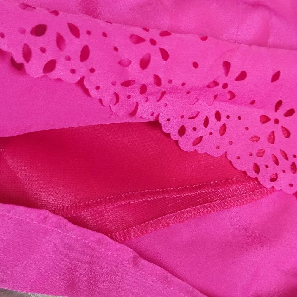 Peppermint lightweight silky fuschia magenta pink shorts, eyelet details M